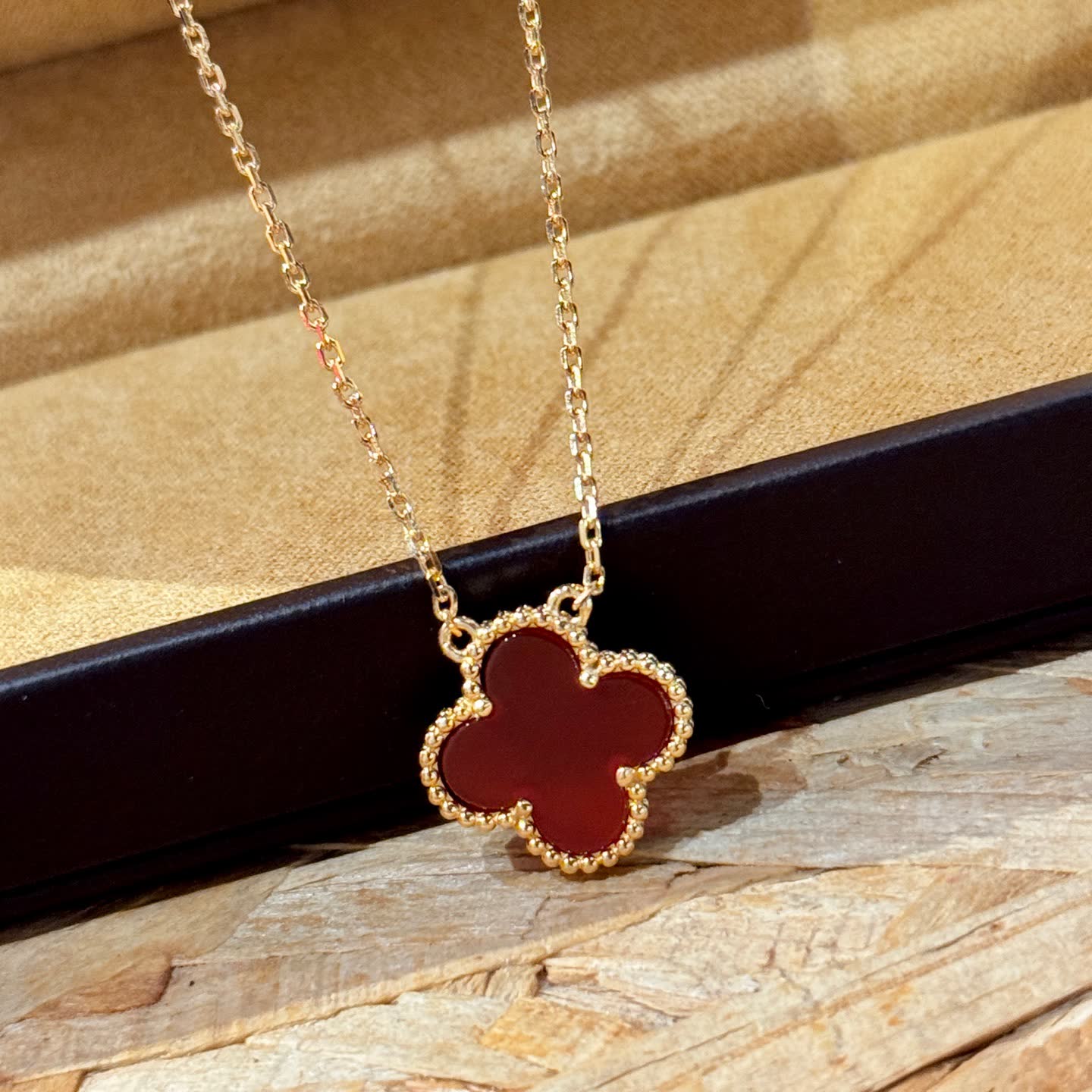 Van Cleef & Arpels Vintage Alhambra 18K Yellow Gold Ruby and Diamond Necklace